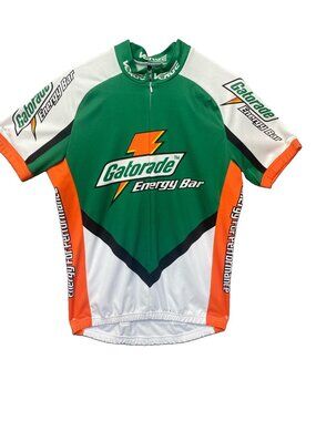 Gatorade Verge Cycling Jersey Shirt L 3/4 Zip Short Sleeve Green Orange Bike
